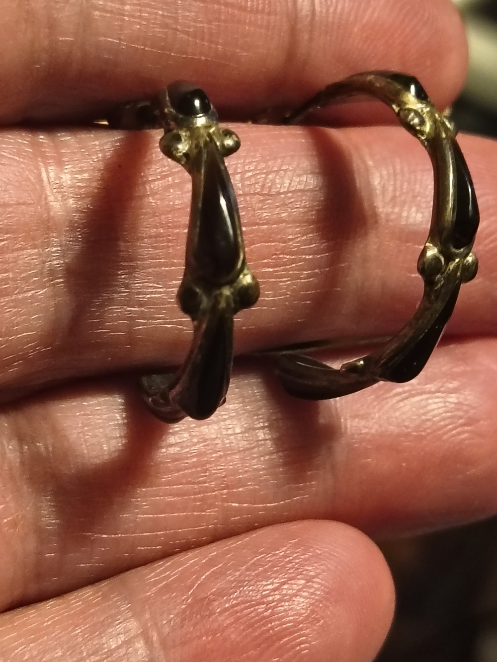 Vintage Sterling Silver & Black Onyx Zuni Native American Earrings Signed